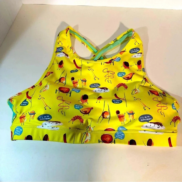 push and pole Other - Push and Pole Top - Potatoes Cross Mesh Bra NWT XL Removable Pads Yellow Workout